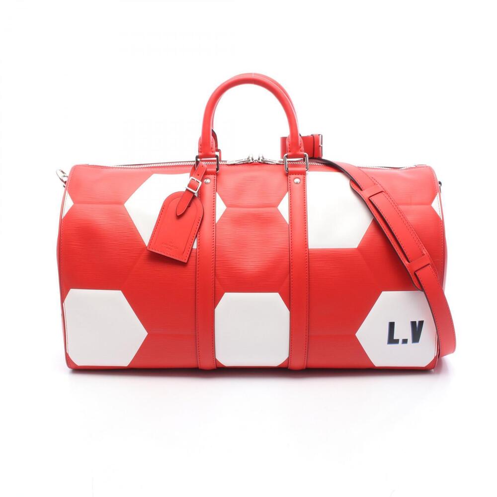 Louis Vuitton Keepall Bandouliere Epi Boston Bag Leather Red White